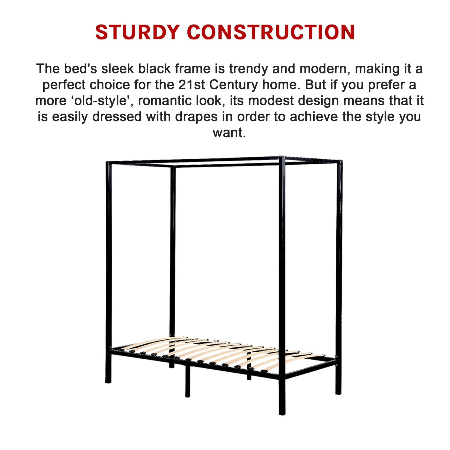 4 Four Poster Single Bed Frame - Image 5