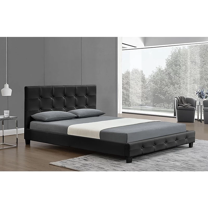 Queen Bed Frame - Leather - Nadine Black - Image 2