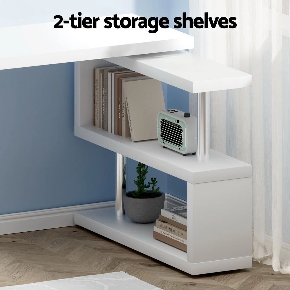 Artiss Corner Computer Desk L-Shaped Office Table Storage Shelves - Image 6