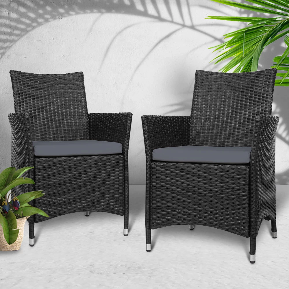 Gardeon Outdoor Bistro Set Chairs Patio Furniture Dining Wicker Garden Cushion X2 Gardeon - Image 8