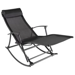 Garden Rocking Chair Steel And Textilene Black VidaXL