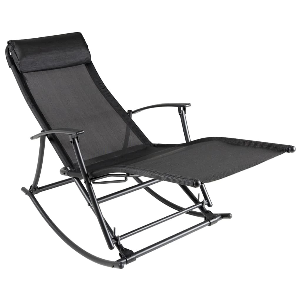 Garden Rocking Chair Steel And Textilene Black VidaXL