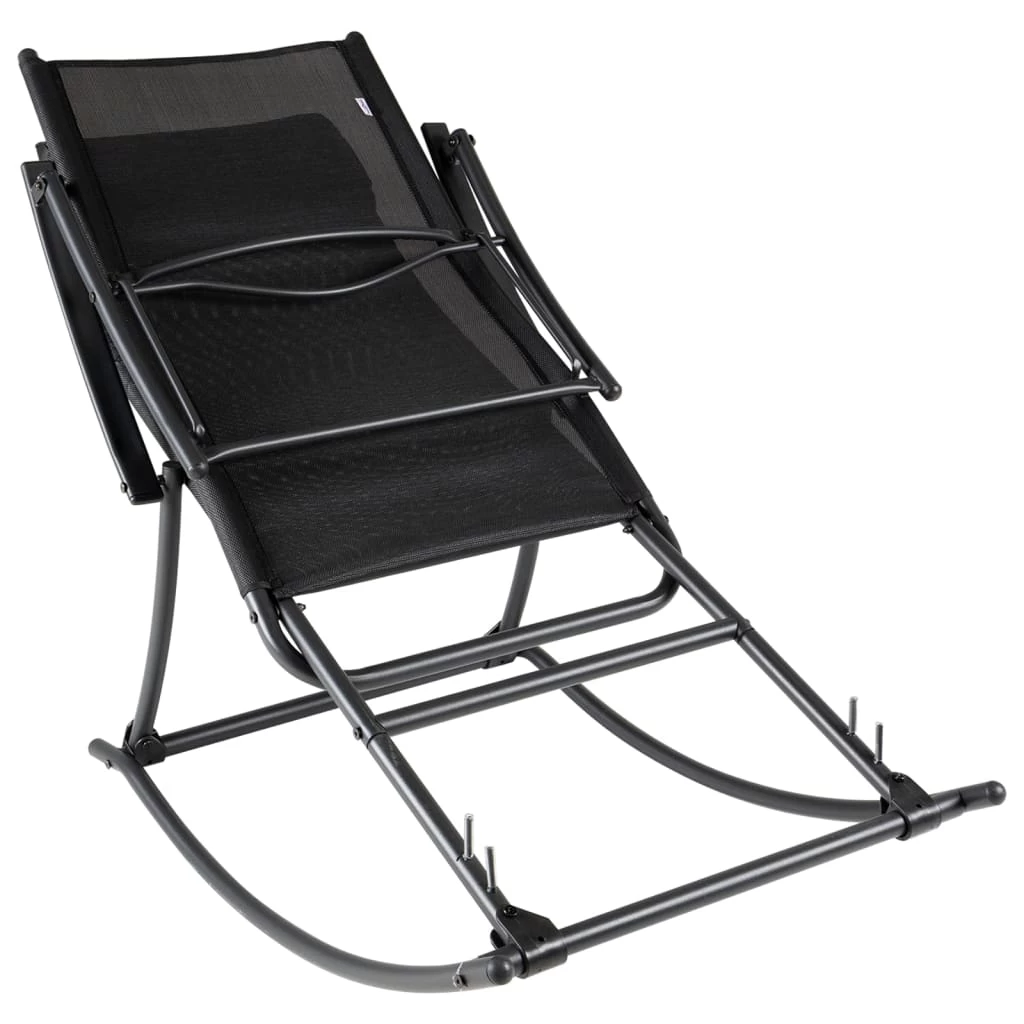 Garden Rocking Chair Steel And Textilene Black VidaXL - Image 3