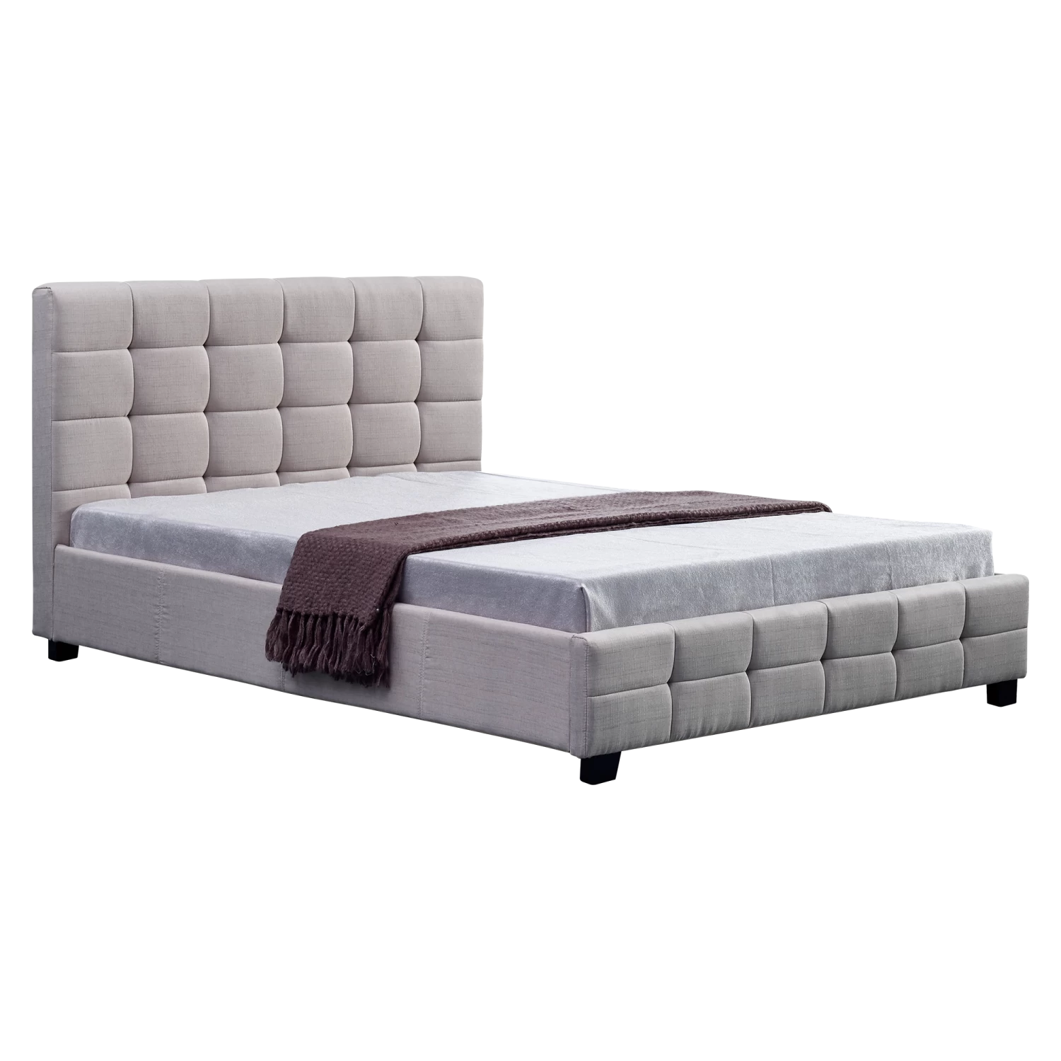Linen Fabric Double Deluxe Bed Frame Beige