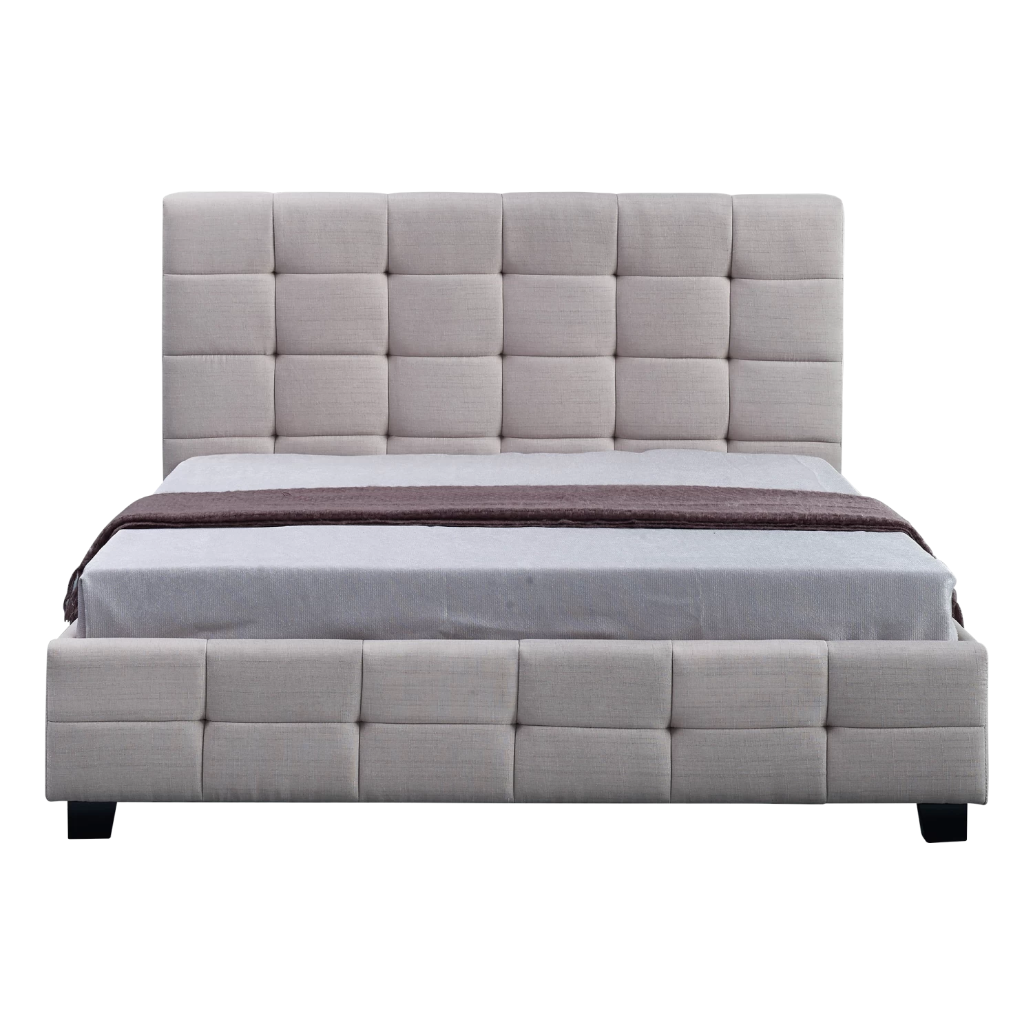 Linen Fabric Double Deluxe Bed Frame Beige - Image 5