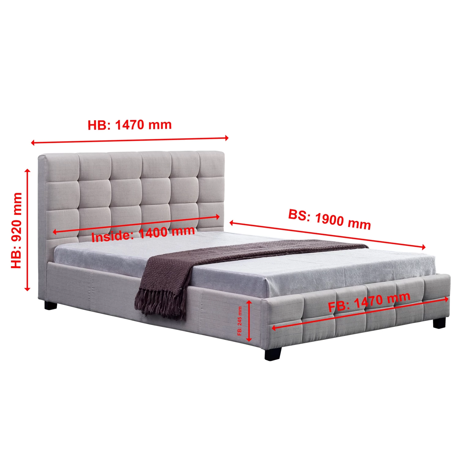 Linen Fabric Double Deluxe Bed Frame Beige - Image 7