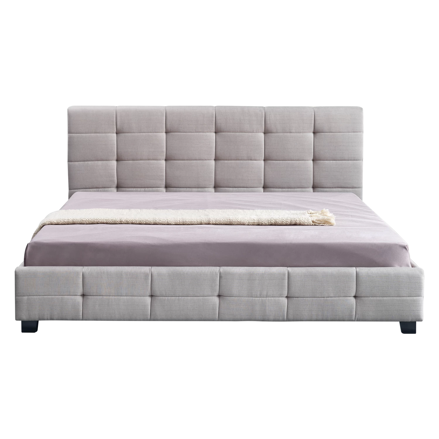 Linen Fabric King Deluxe Bed Frame Beige - Image 6