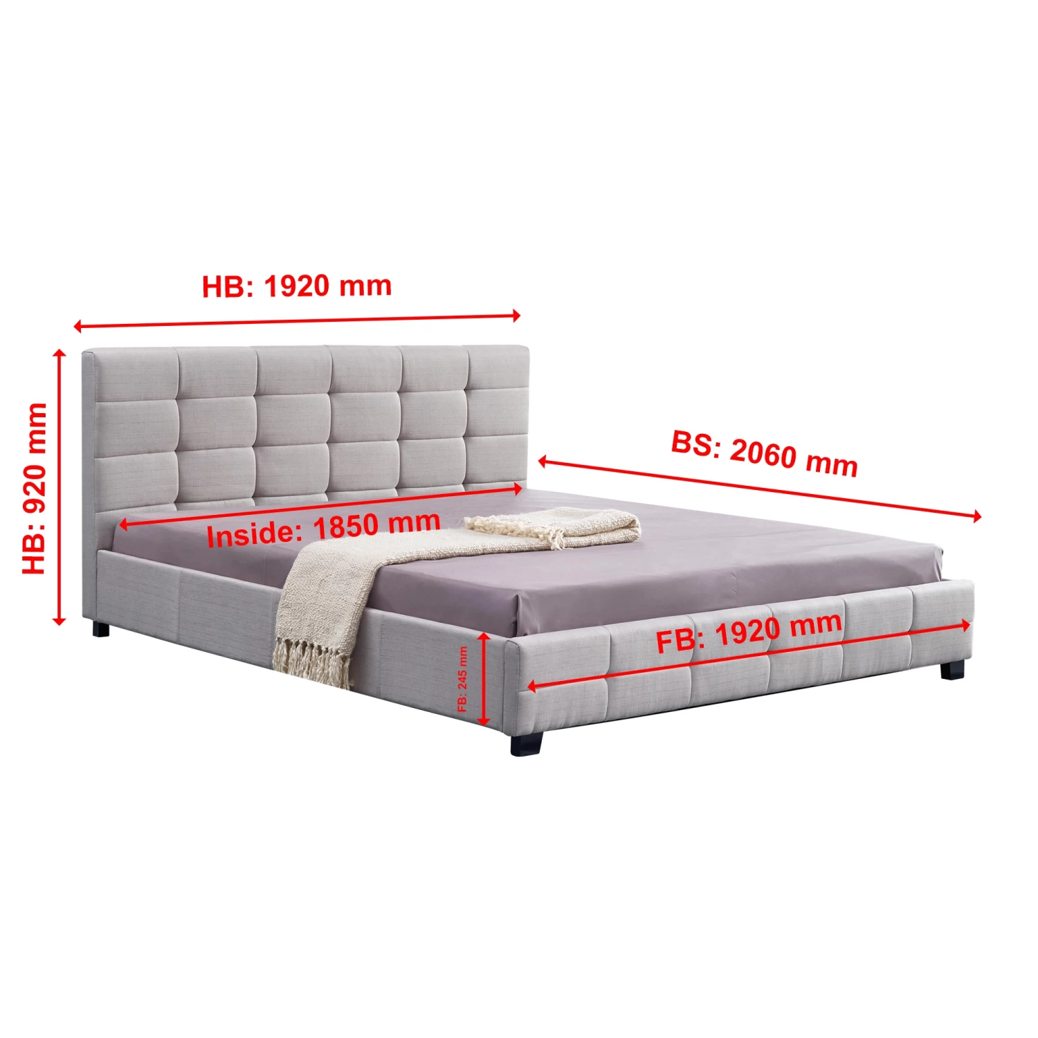 Linen Fabric King Deluxe Bed Frame Beige - Image 8