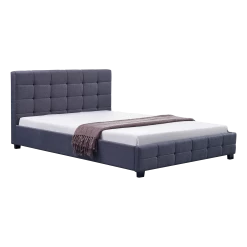 Linen Fabric Double Deluxe Bed Frame Grey