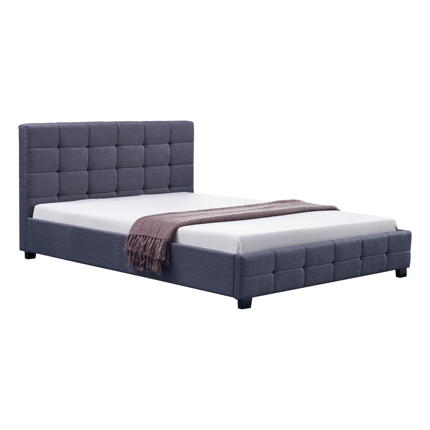 Linen Fabric Double Deluxe Bed Frame Grey