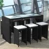 7 Piece Garden Bar Set With Cushions Poly Rattan Black VidaXL