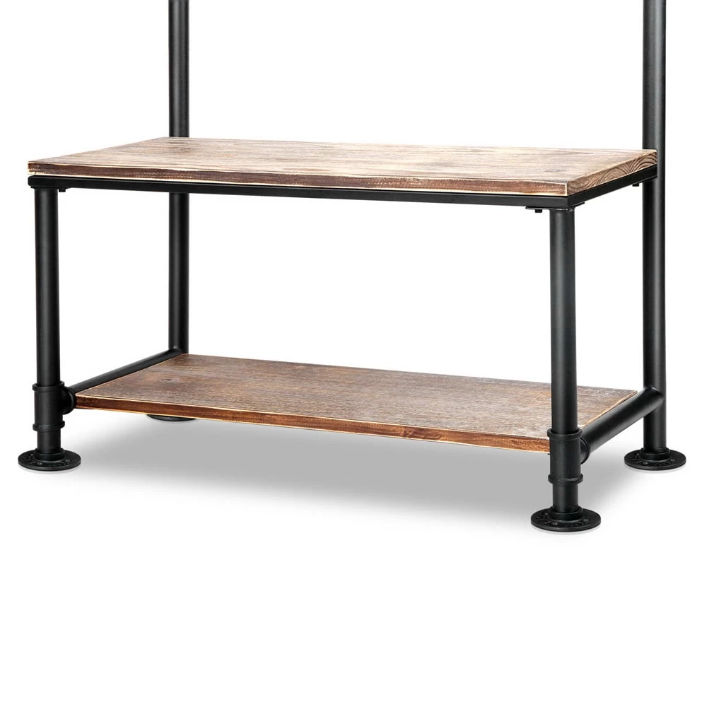 Artiss Clothes Rack Shoe Racks Vintage Coat Stand Entryway Wooden Metal Shelf - Image 5