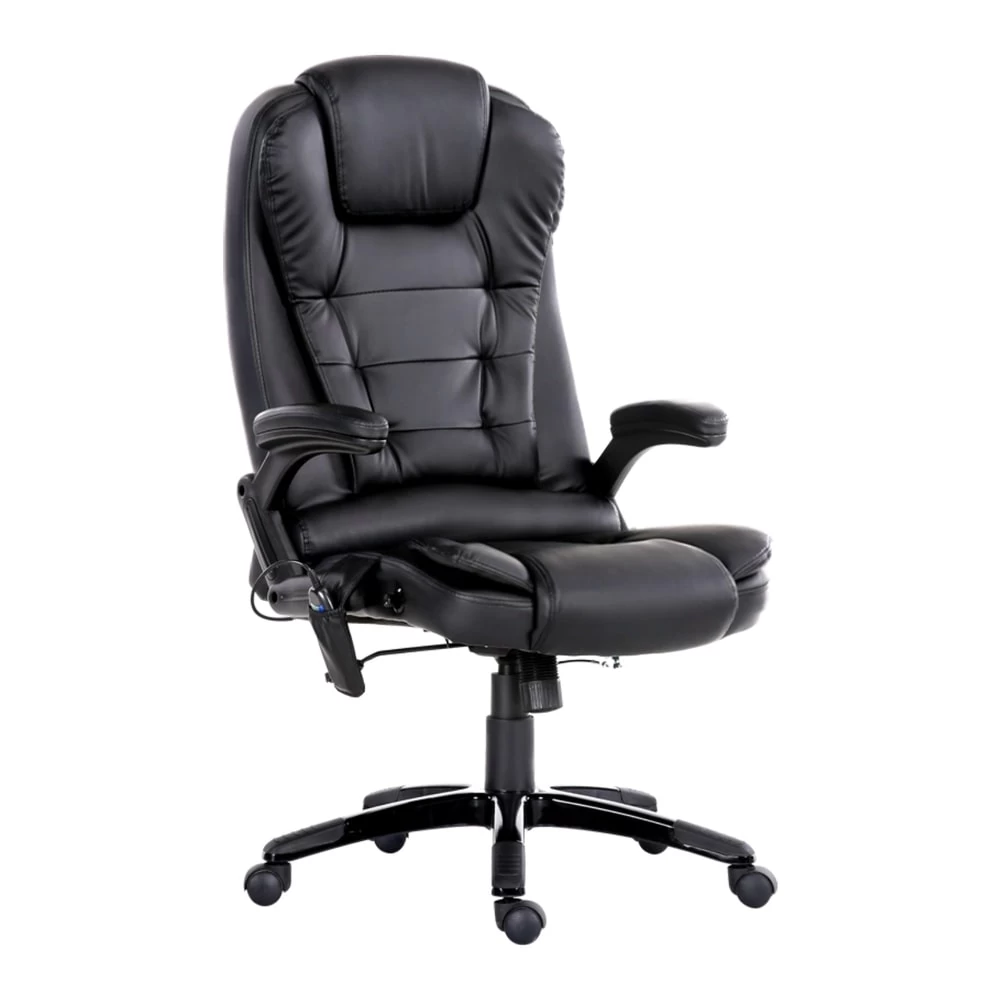Artiss Massage Office Chair 8 Point Heated Chairs Computer Gaming Chair Black - Image 2