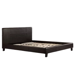 Queen PU Leather Bed Frame Brown