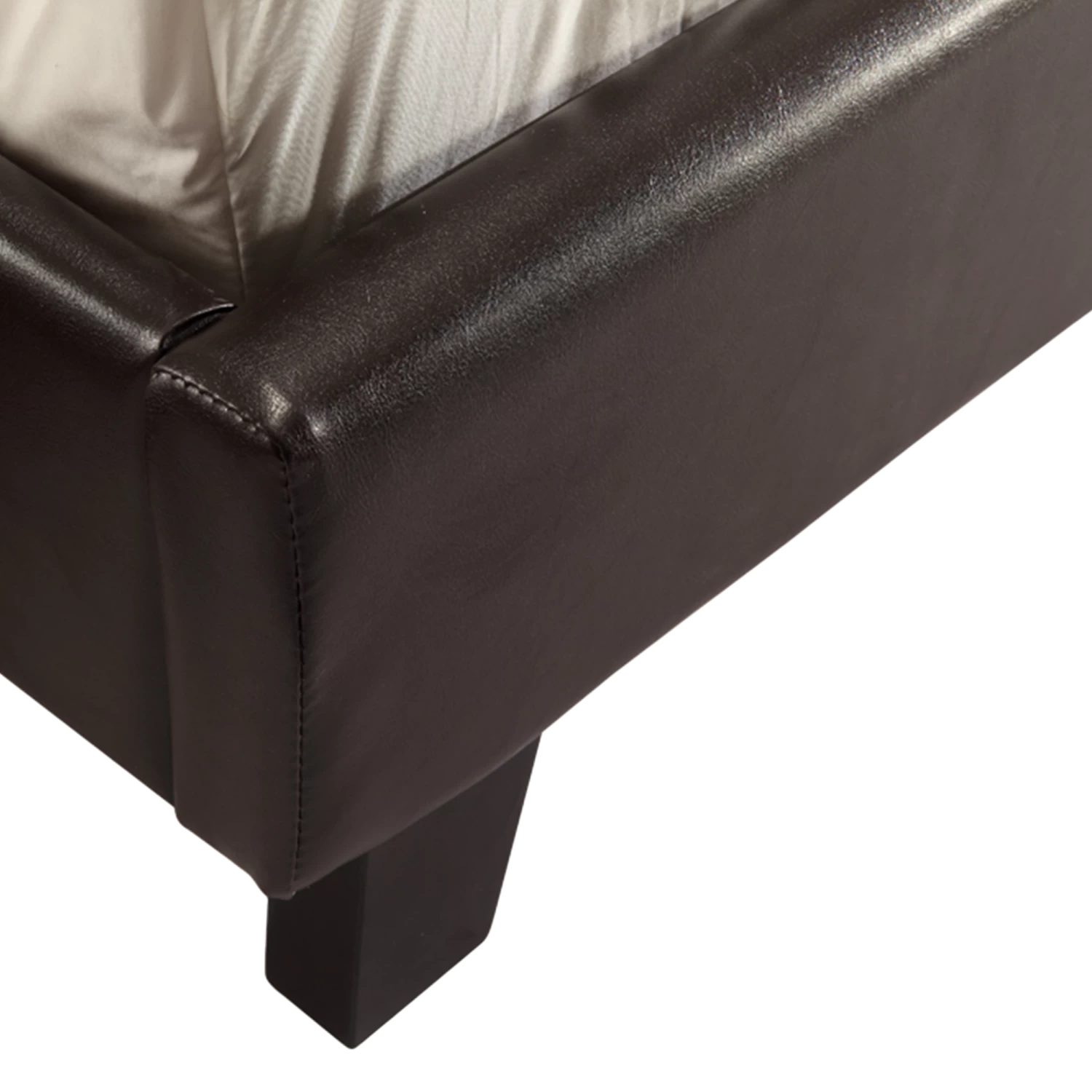 Queen PU Leather Bed Frame Brown - Image 4