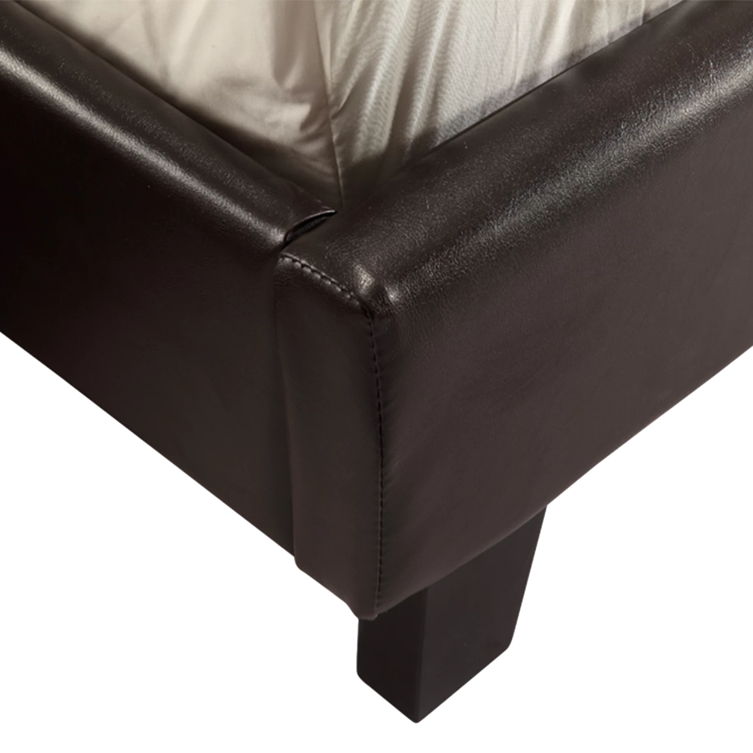 Queen PU Leather Bed Frame Brown - Image 6