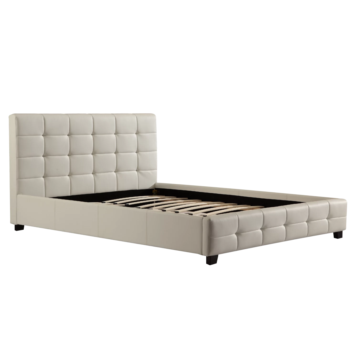 Queen PU Leather Deluxe Bed Frame White