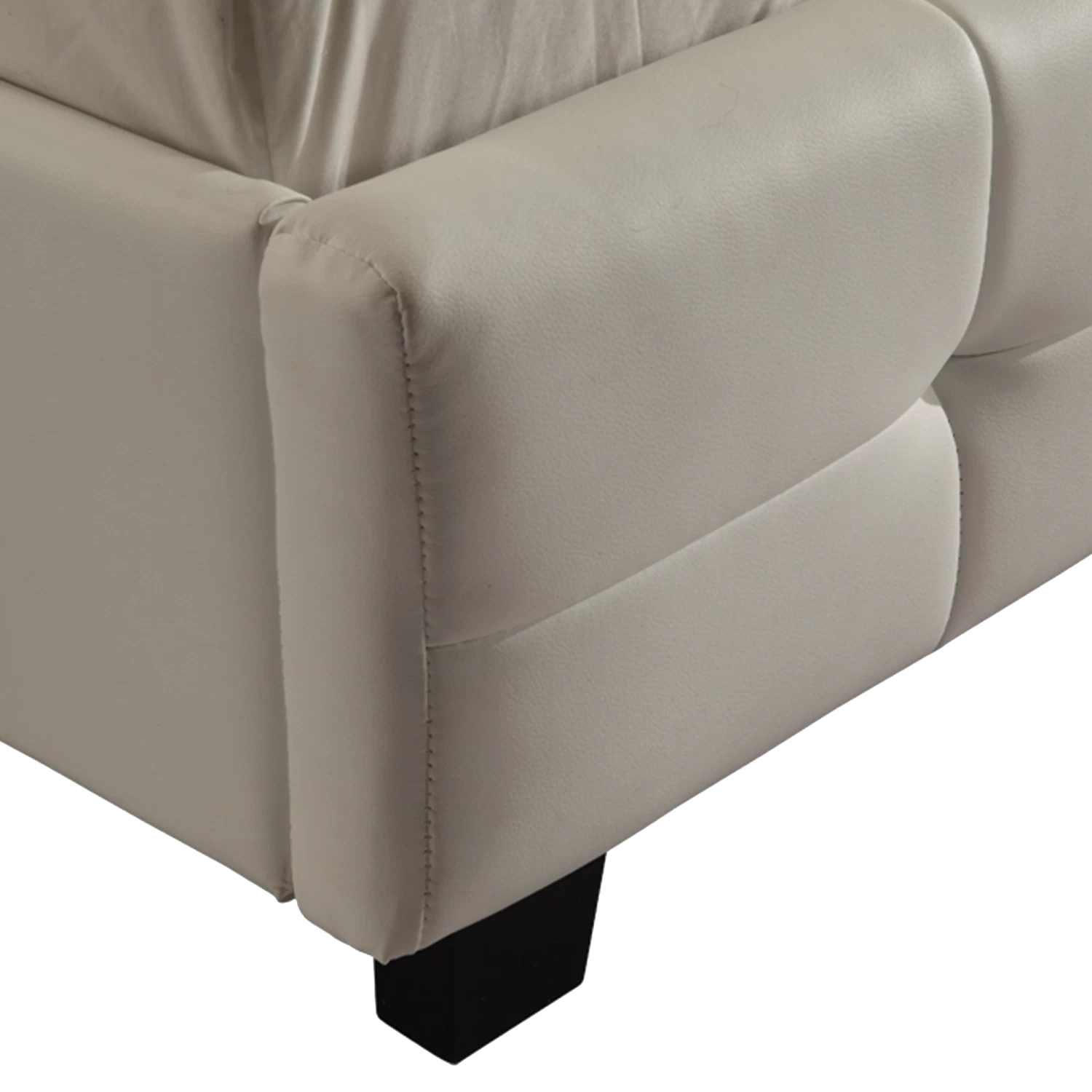 Queen PU Leather Deluxe Bed Frame White - Image 4