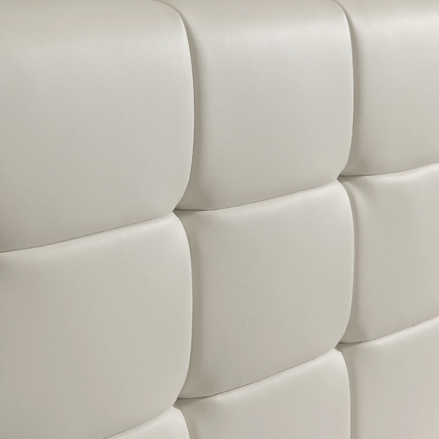 Queen PU Leather Deluxe Bed Frame White - Image 6