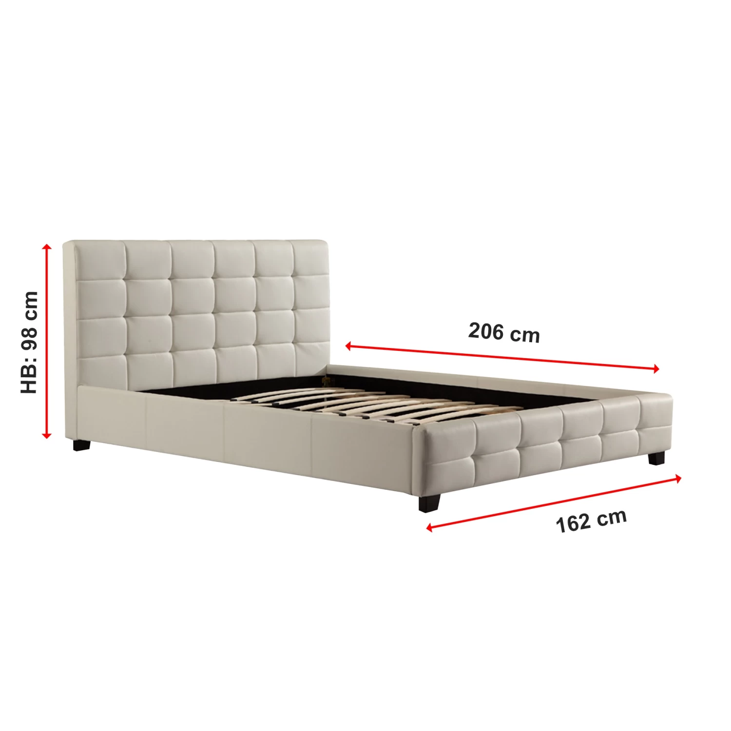 Queen PU Leather Deluxe Bed Frame White - Image 8