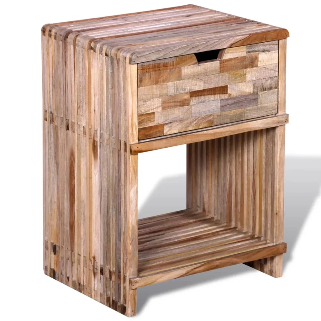 Nightstand With Drawer Reclaimed Teak Wood VidaXL