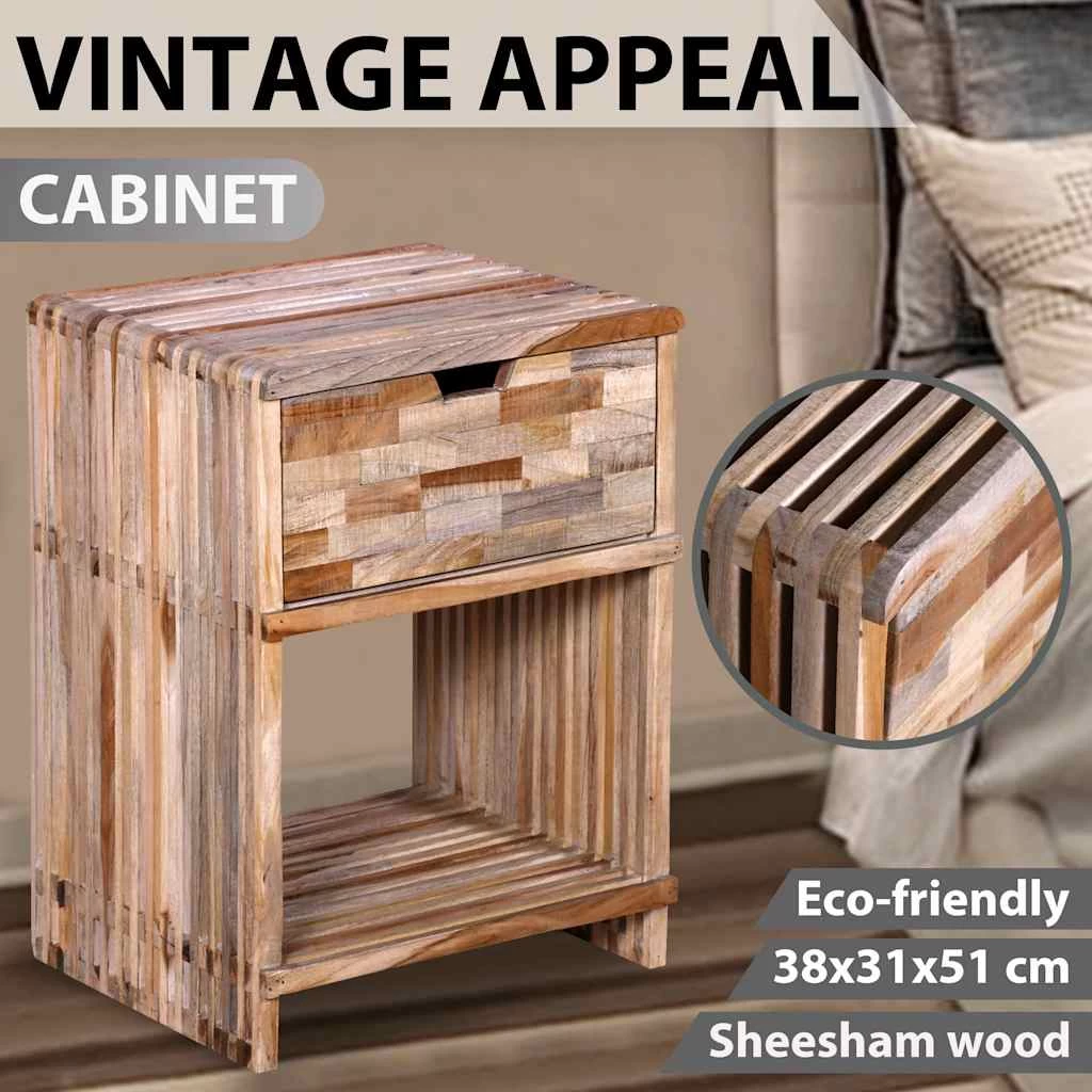 Nightstand With Drawer Reclaimed Teak Wood VidaXL - Image 2