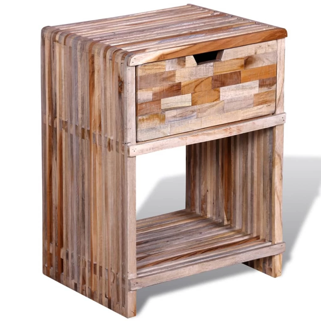 Nightstand With Drawer Reclaimed Teak Wood VidaXL - Image 3