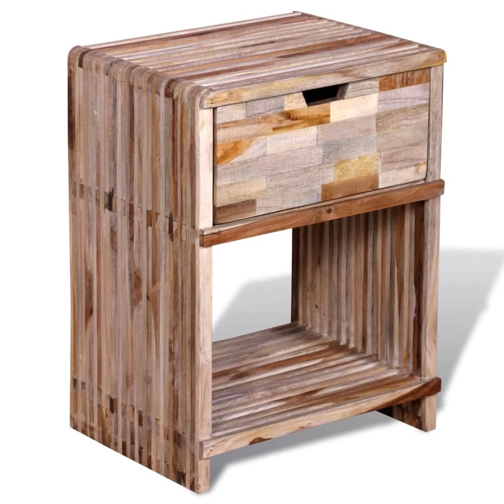 Nightstand With Drawer Reclaimed Teak Wood VidaXL - Image 4