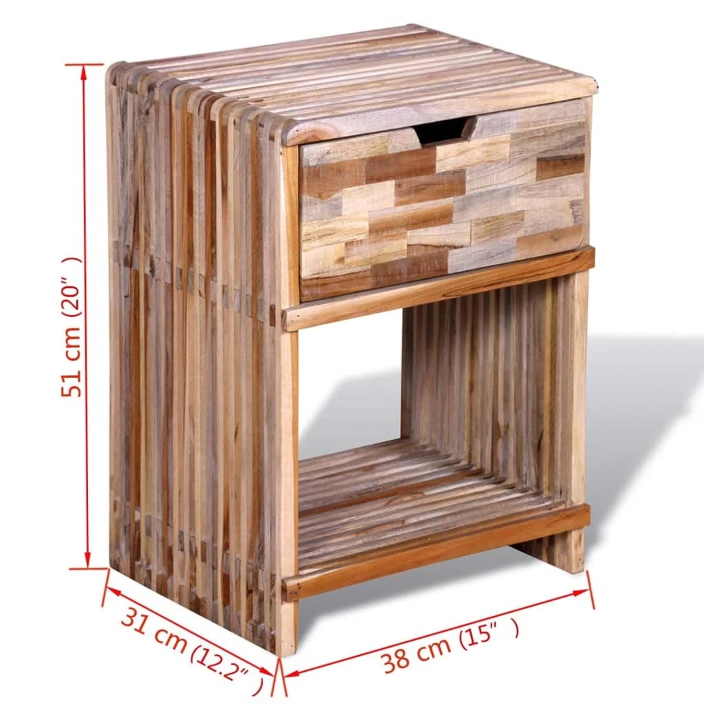 Nightstand With Drawer Reclaimed Teak Wood VidaXL - Image 5