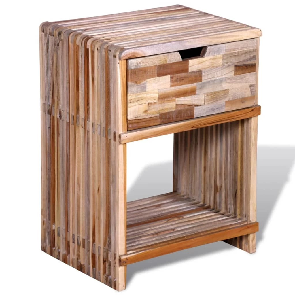 Nightstand With Drawer Reclaimed Teak Wood VidaXL - Image 6
