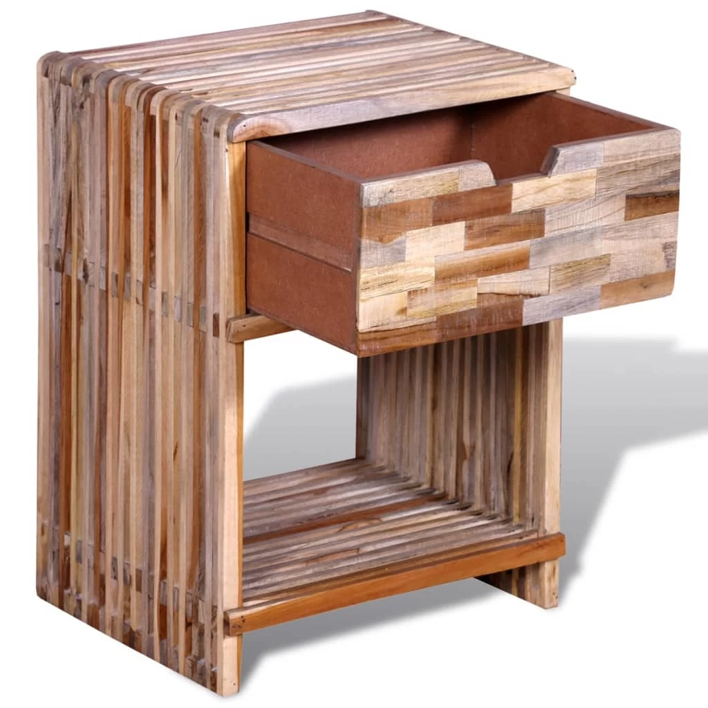 Nightstand With Drawer Reclaimed Teak Wood VidaXL - Image 7