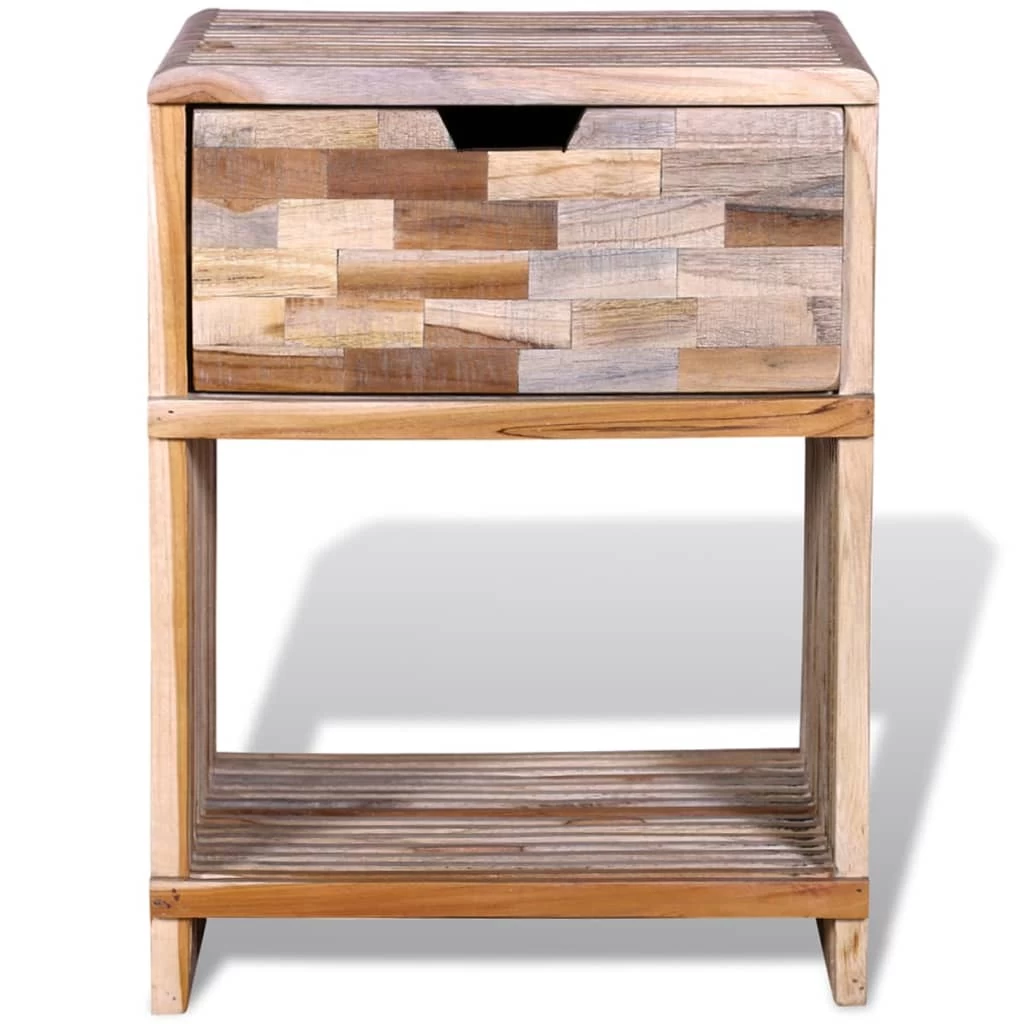 Nightstand With Drawer Reclaimed Teak Wood VidaXL - Image 9