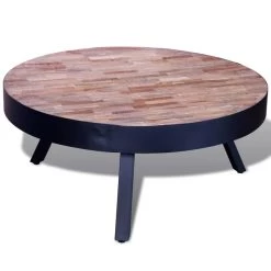 Coffee Table Round Reclaimed Teak Wood VidaXL