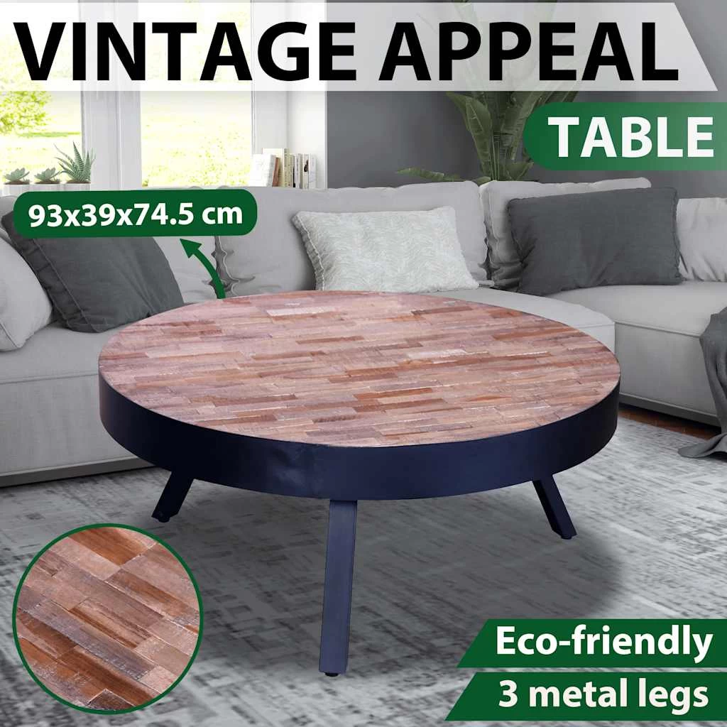 Coffee Table Round Reclaimed Teak Wood VidaXL - Image 2