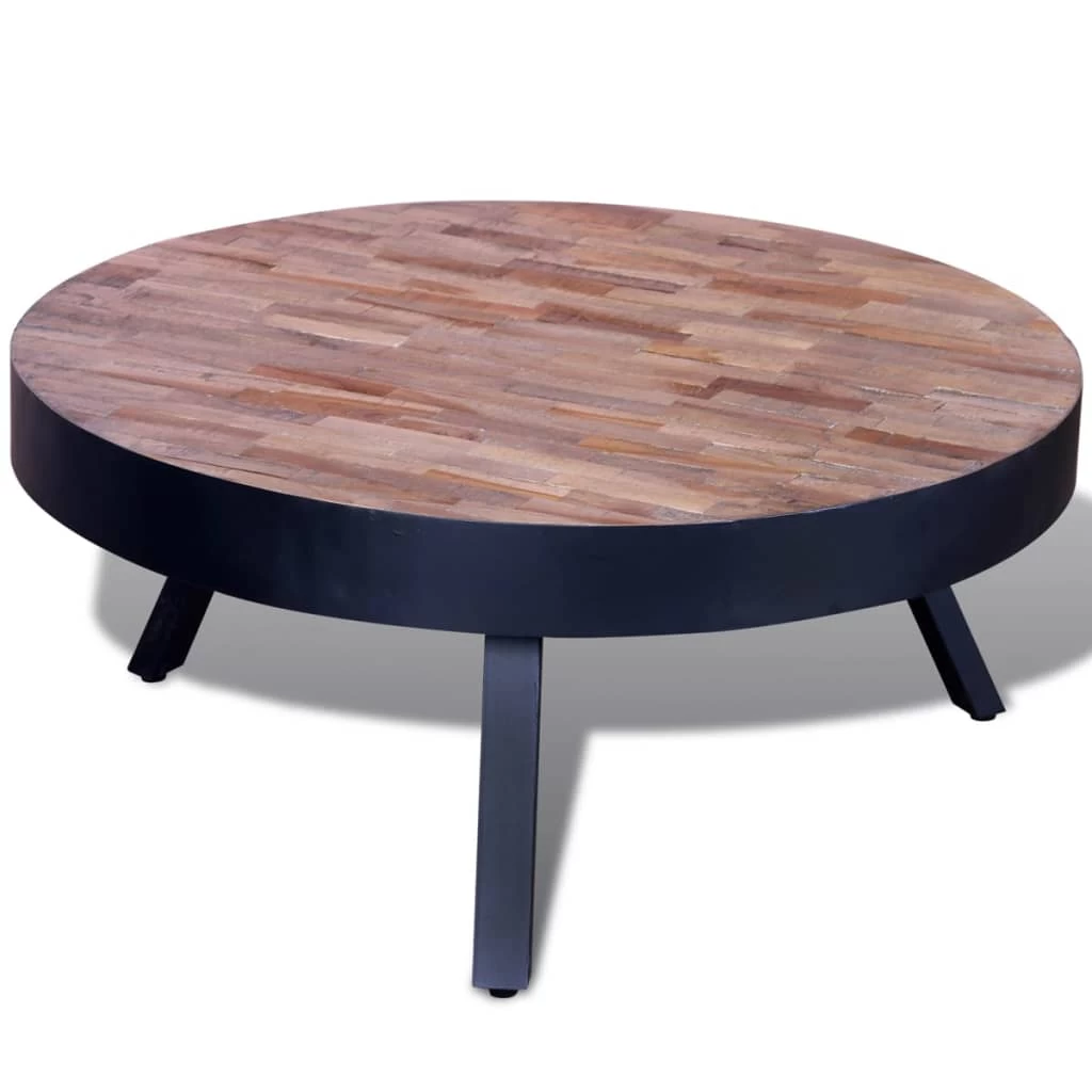 Coffee Table Round Reclaimed Teak Wood VidaXL - Image 3
