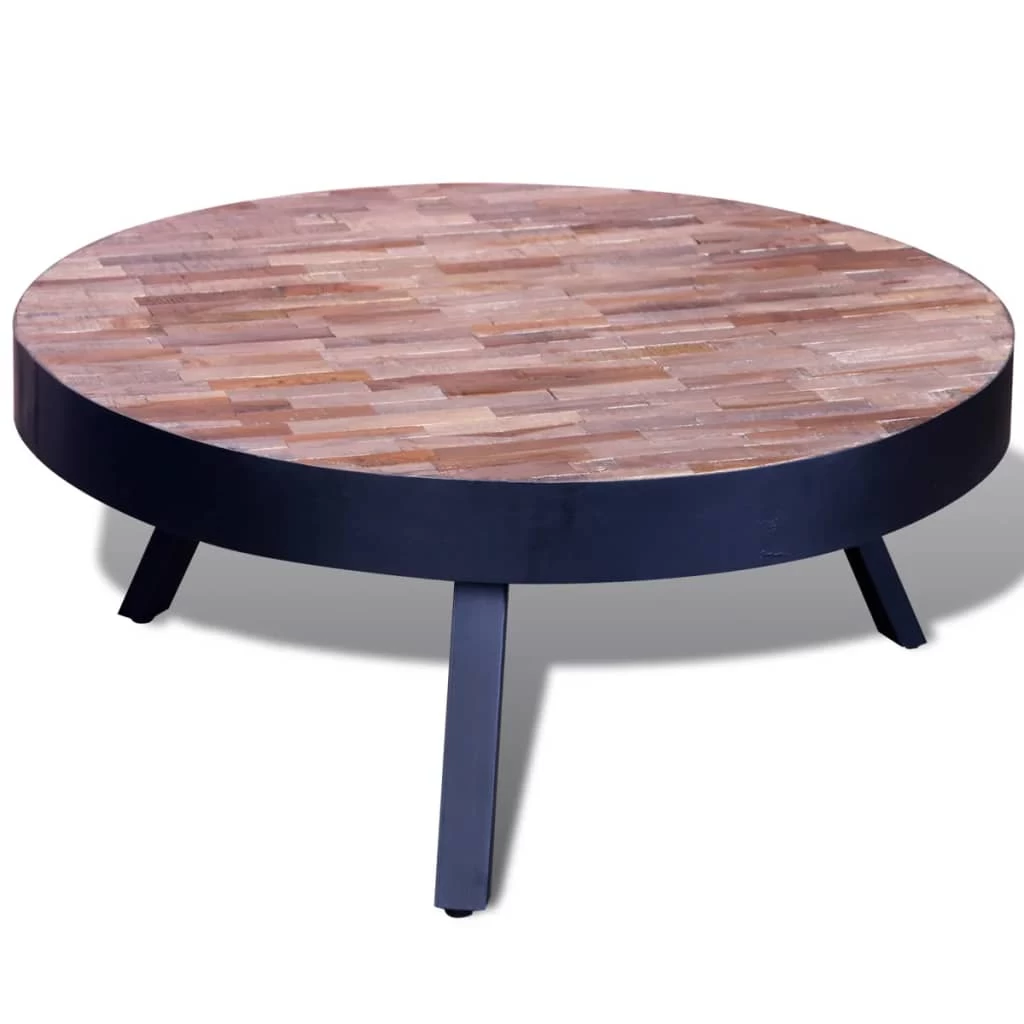 Coffee Table Round Reclaimed Teak Wood VidaXL - Image 4