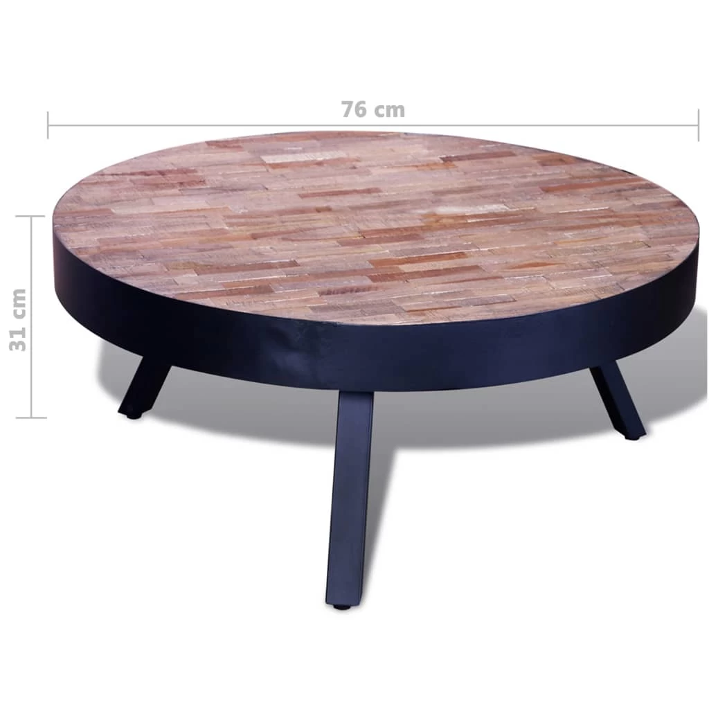 Coffee Table Round Reclaimed Teak Wood VidaXL - Image 6
