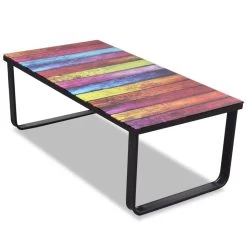 Coffee Table With Rainbow Printing Glass TopvidaXL