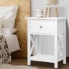 Artiss Bedside Table Drawers Side Table With Shelf Nightstand White