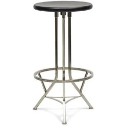 Retro Style Wood & Iron Swivel Bar Stool Black 72cm