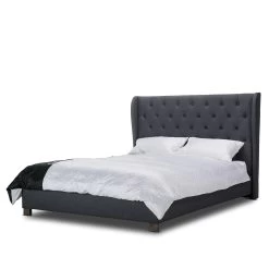 Rhea Wingback Dark Grey Queen Fabric Bedframe