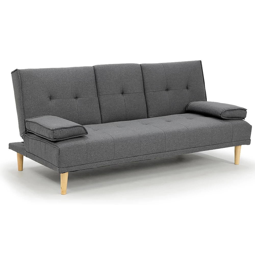 Rochester Linen Fabric Sofa Bed Lounge Couch Futon Furniture Suite - Dark Grey - Image 3