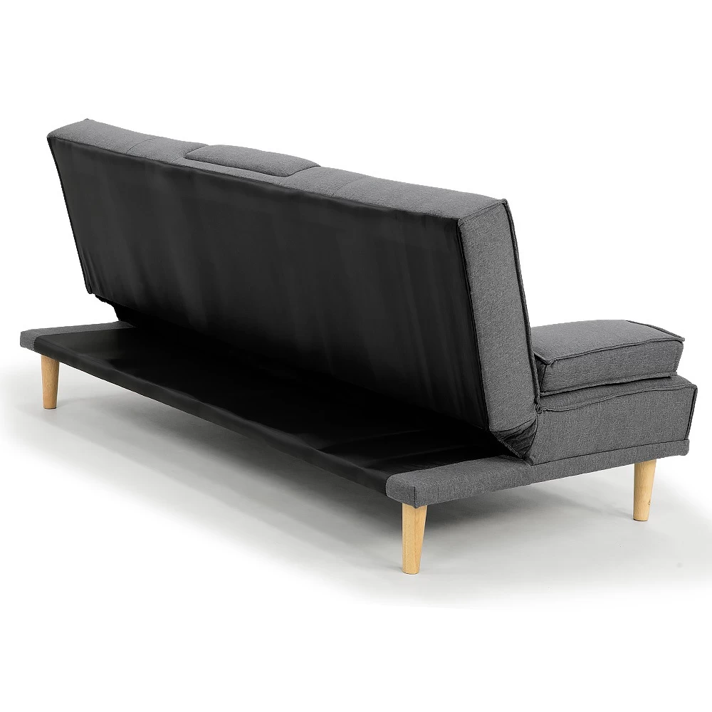 Rochester Linen Fabric Sofa Bed Lounge Couch Futon Furniture Suite - Dark Grey - Image 4