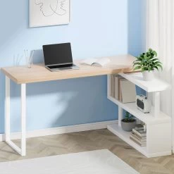 Artiss Computer Desk Corner Desk L-Shaped Office Table Storage Shelves