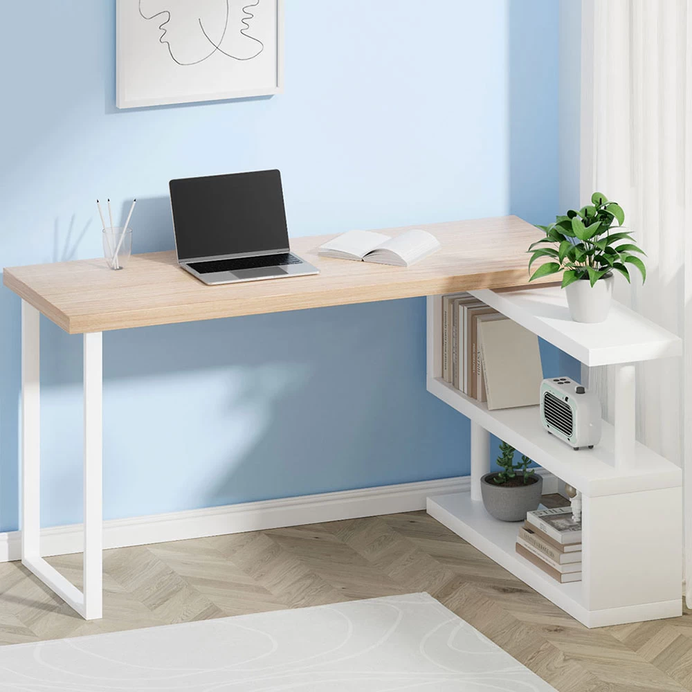Artiss Computer Desk Corner Desk L-Shaped Office Table Storage Shelves