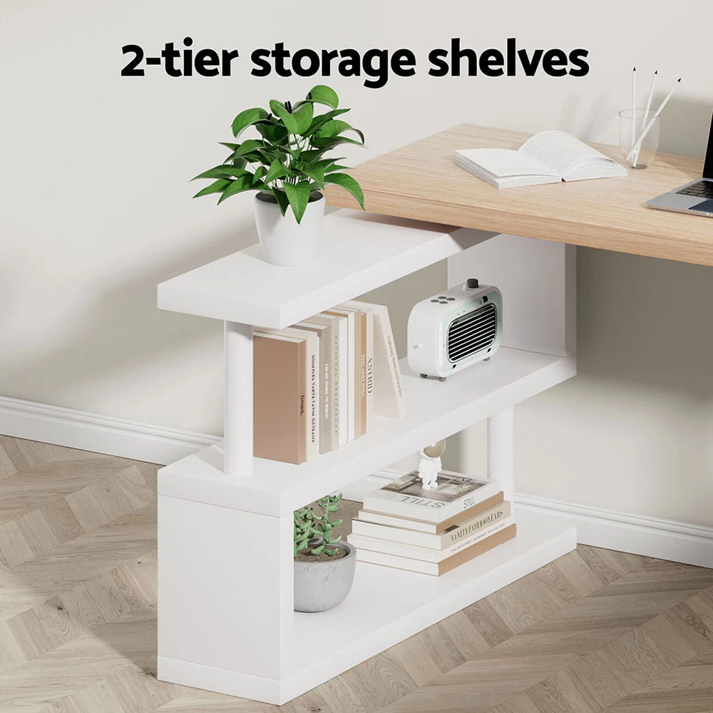 Artiss Computer Desk Corner Desk L-Shaped Office Table Storage Shelves - Image 6