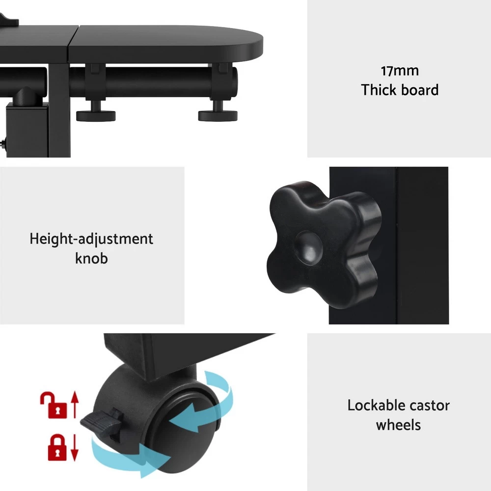 Artiss Laptop Desk Height Adjustable Stand Up Table Black - Image 7