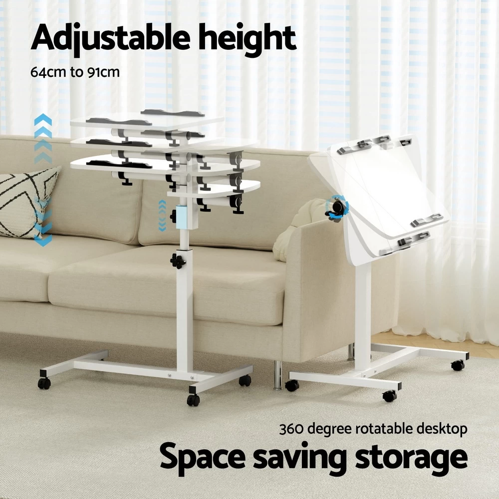 Artiss Laptop Desk Height Adjustable Stand Up Table White - Image 6