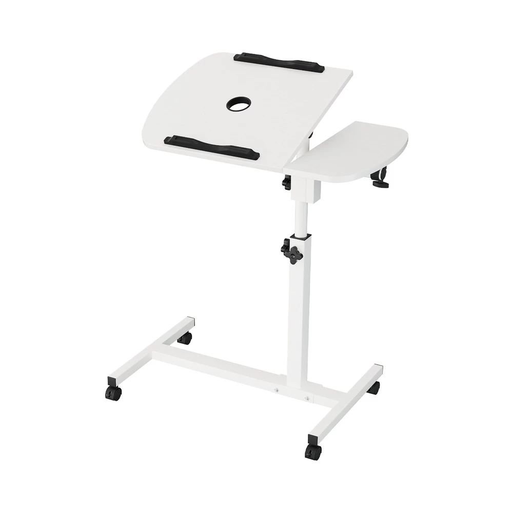 Artiss Laptop Desk Height Adjustable Stand Up Table With Cooler White - Image 2