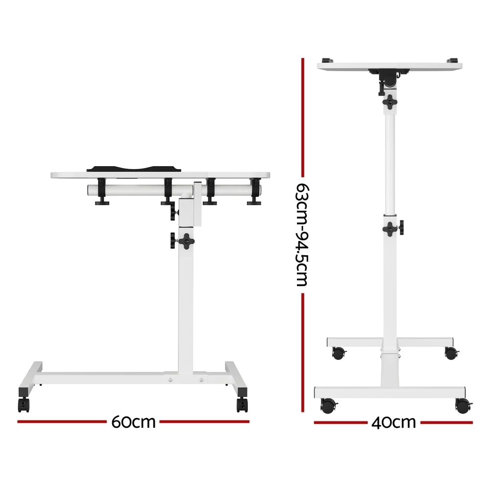 Artiss Laptop Desk Height Adjustable Stand Up Table With Cooler White - Image 3